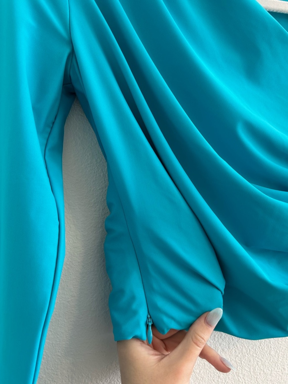 Self-Portrait Blue Jersey Ruched Top - Picture 6 of 9